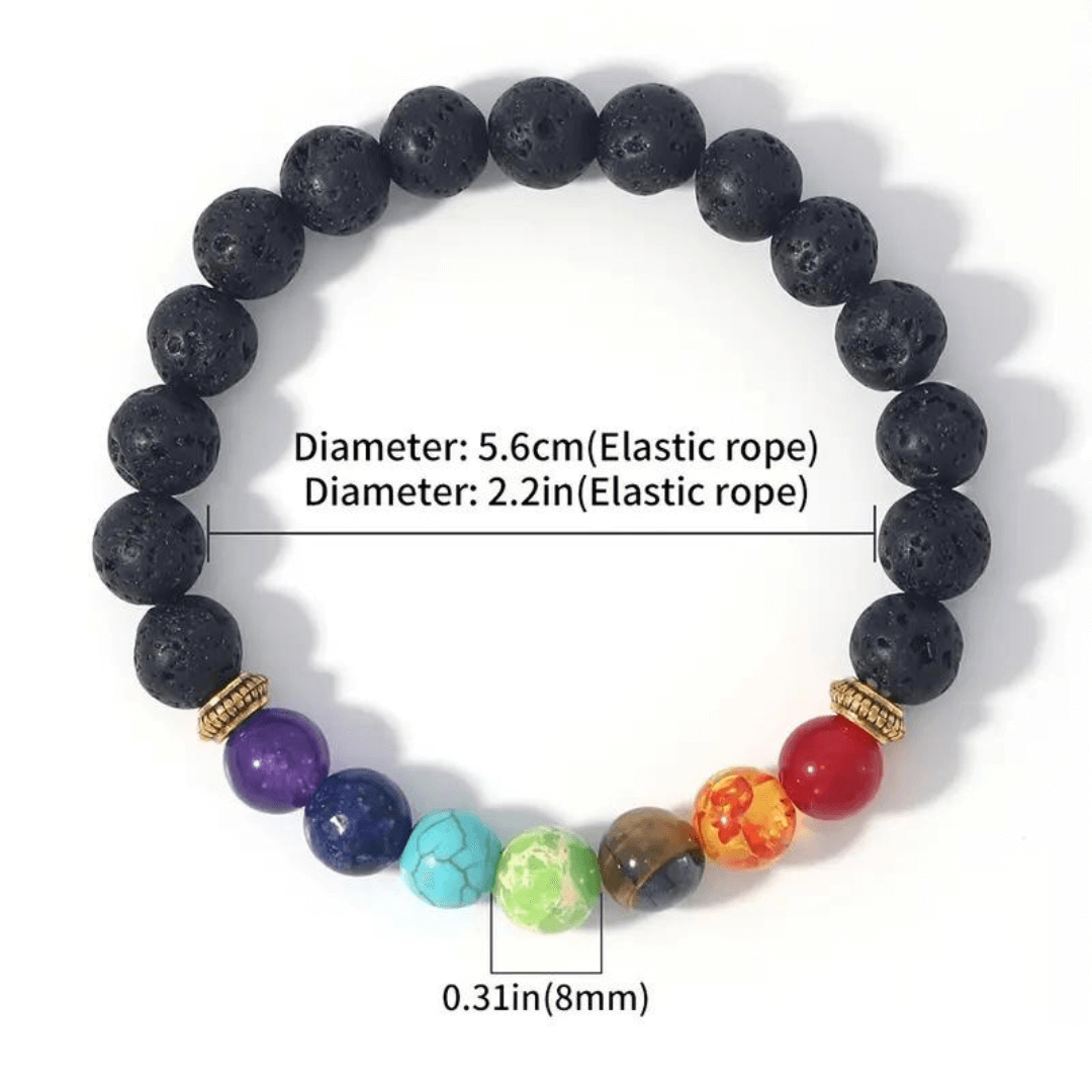 🍀Pulsera 7 chacras y pierda volcanica 🌋 Equilibra tu energia