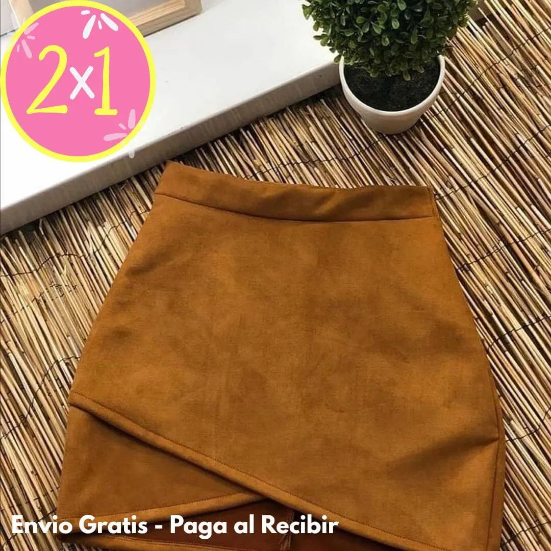 Falda cruzada en Gamuza con short-Realza tus pompas🎁 2x1