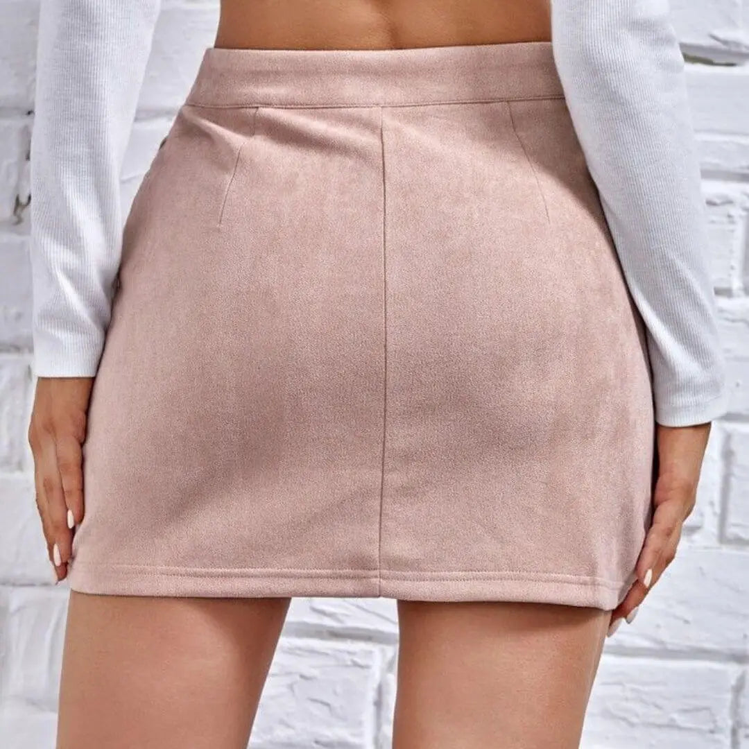 Falda cruzada en Gamuza con short-Realza tus pompas🎁 2x1