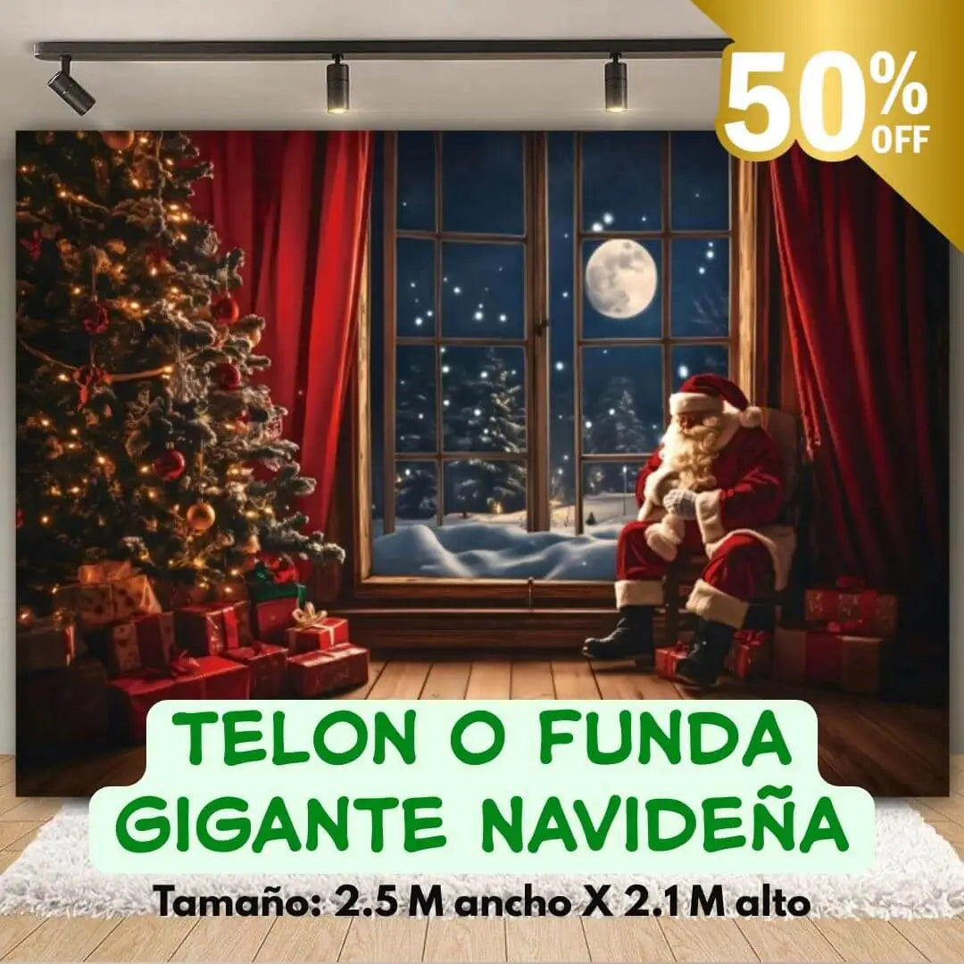 🎄 Telón Navideño Premium™- Convierte cualquier espacio en un fondo perfecto para tus fotos de Navidad 🎁Cinta doble faz + DCTO 50%