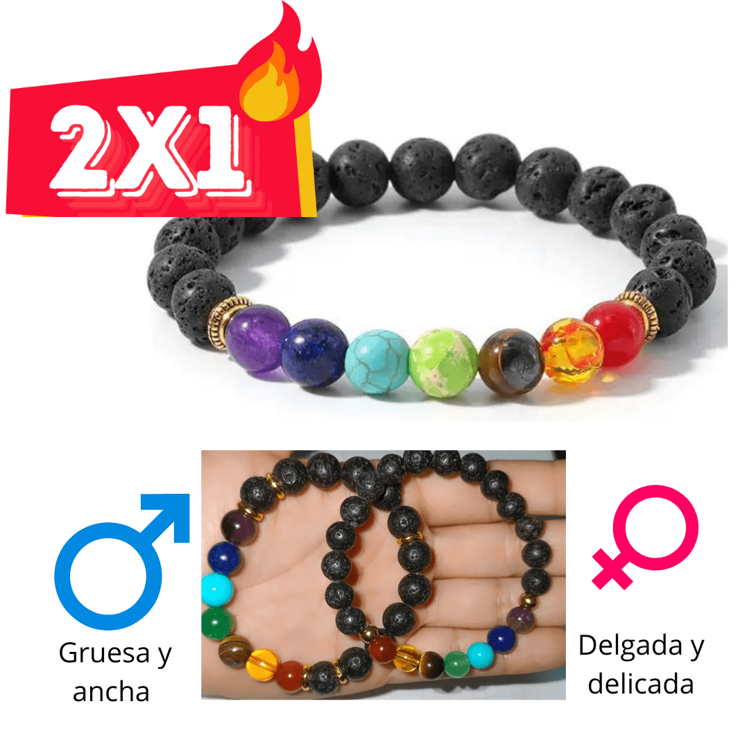🍀Pulsera 7 chacras y pierda volcanica 🌋 Equilibra tu energia