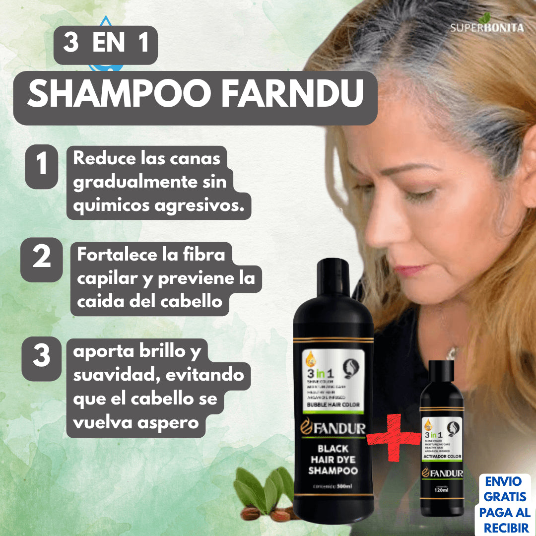 Shampoo Fandur™ Anticanas 3 en 1 con Activador de Color