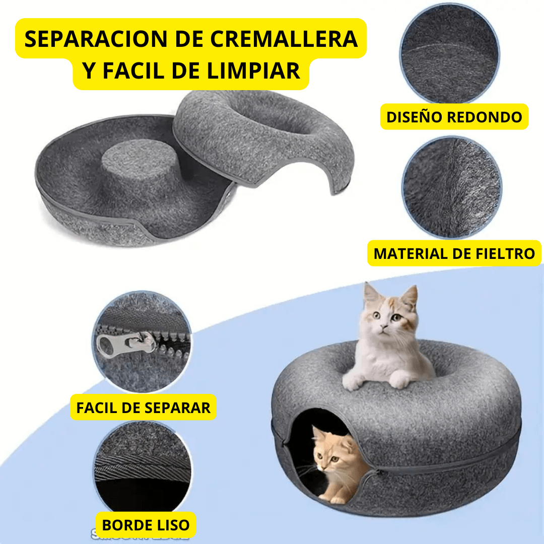 Innovadora CAMA TUNEL para gatos: resistente, cómoda y multifuncional
