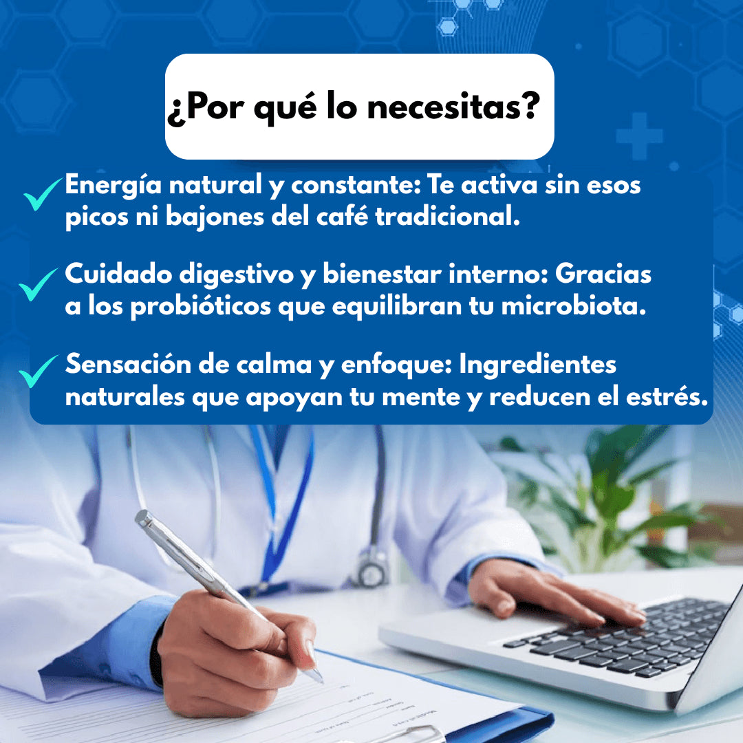 Café arábica con probióticos no solo te activa, también te cuida™☕