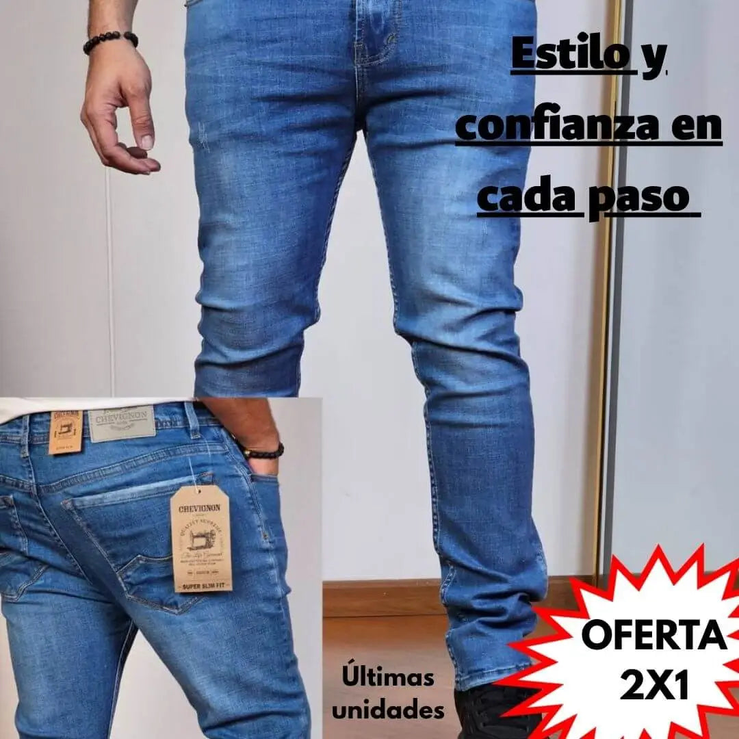 Jeans basicos para hombre elasticos con bolsillos-🎁2X1-Ultimas unidades