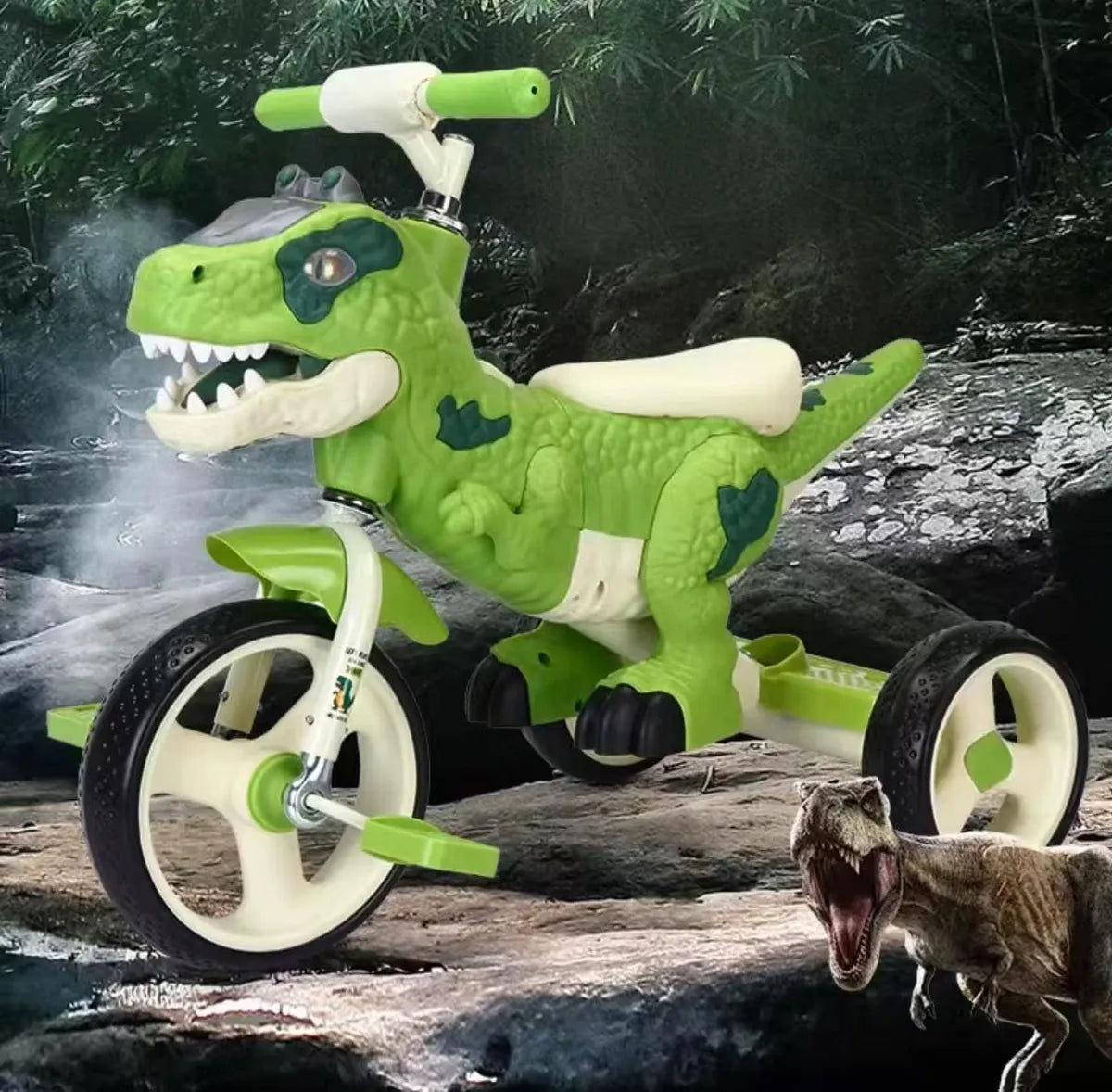 Triciclo Infantil Dinosaurio🦖 Musical con Luces🤩3 en 1 Triciclo-Equilibrio-Empuje