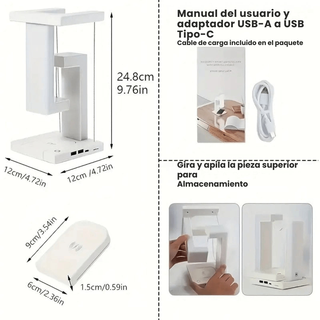 Lampara Futurista anti gravedad con cargador inalámbrico🎁50% OFF ¡Regalo ideal para navidad!