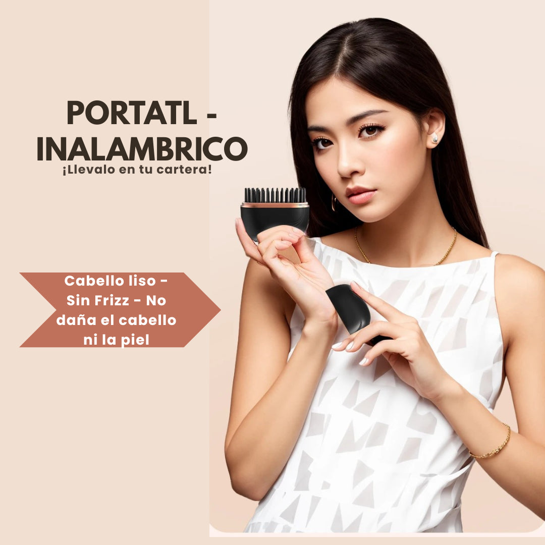 Cepillo Alisador Inalámbrico Portátil—Brush AIR Black®️🎁50%OFF ¡Cabello perfecto donde estés!