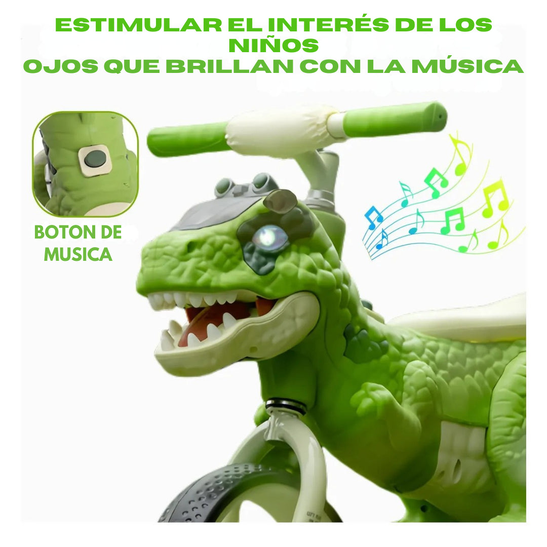 Triciclo Infantil Dinosaurio🦖 Musical con Luces🤩3 en 1 Triciclo-Equilibrio-Empuje