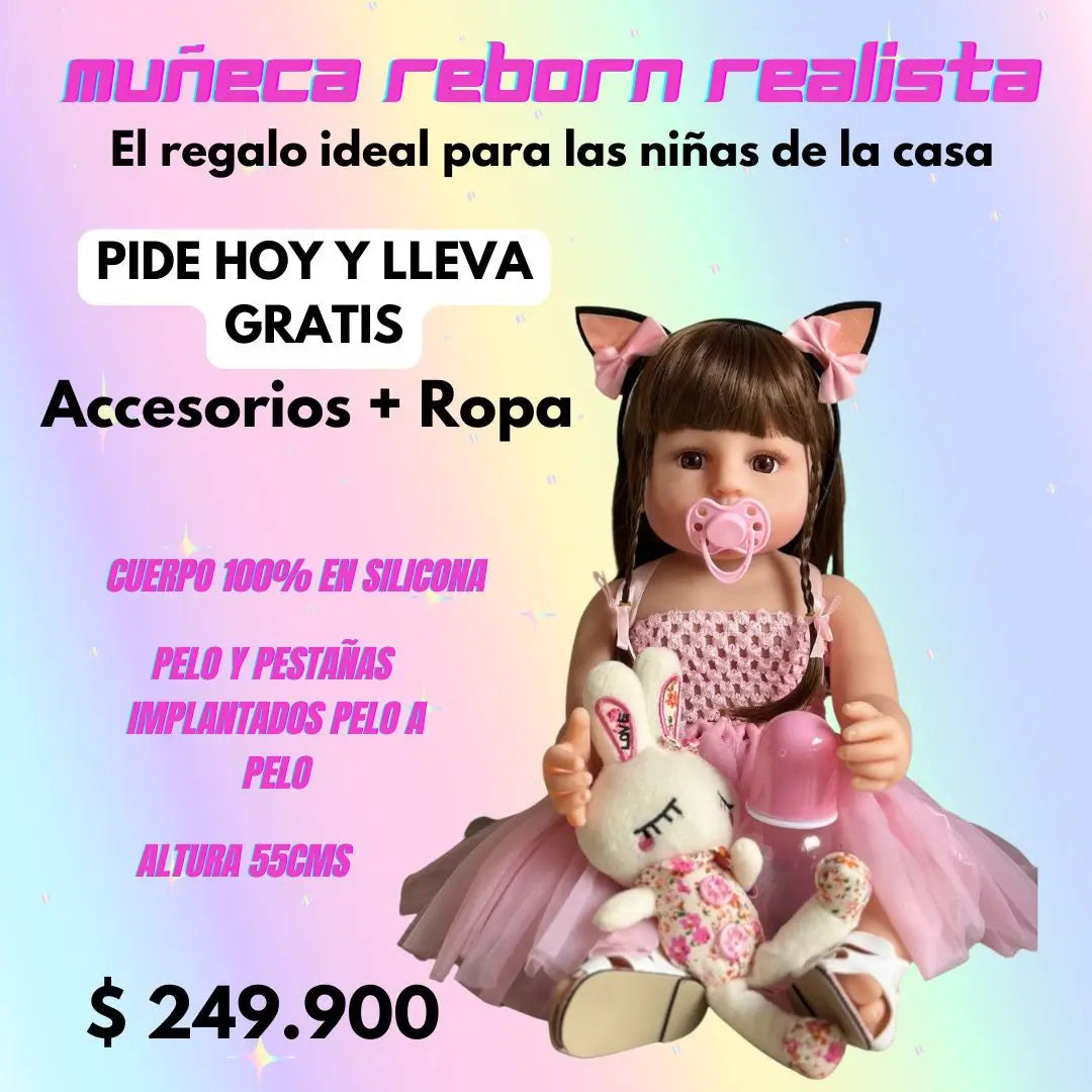 🎀Muñeca Reborn Touch™ Importada 100% en silicona totalmente flexible🎁Gratis Accesorios + 40%off